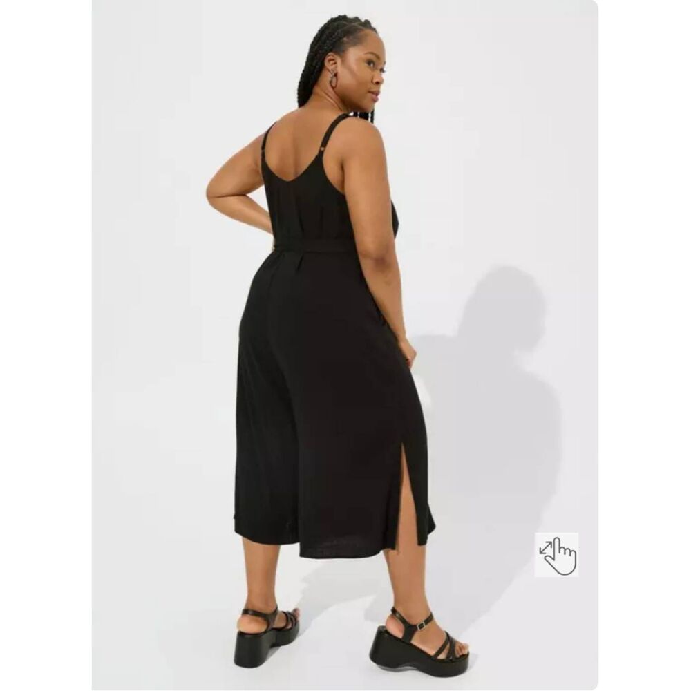 Torrid Black Cami Culotte Jumpsuit Size 3 3X Wide Leg Boho Festival Black - Picture 3 of 11
